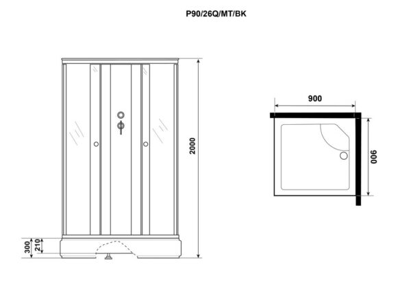 Душевая кабина 90×90 см NIAGARA Promo P90/26Q/MT/BK без крыши — изображение 2