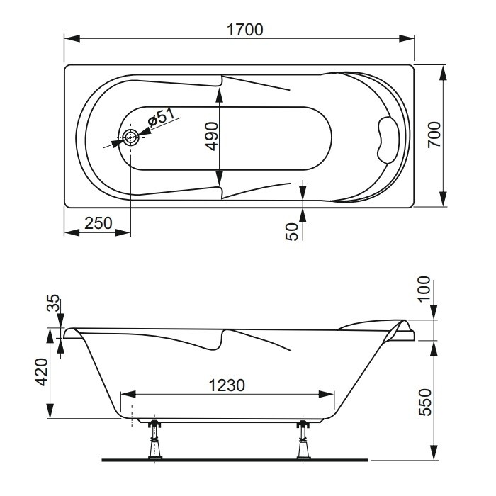Ванна 170×70 см акриловая Minerva VAGNERPLAST/Чехия — изображение 7