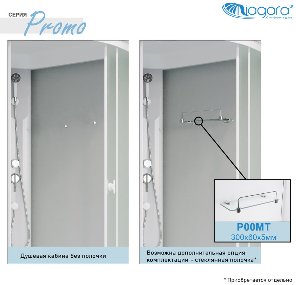 Душевая кабина 90×90 см NIAGARA Promo P90/26/MT/BK без крыши — изображение 3