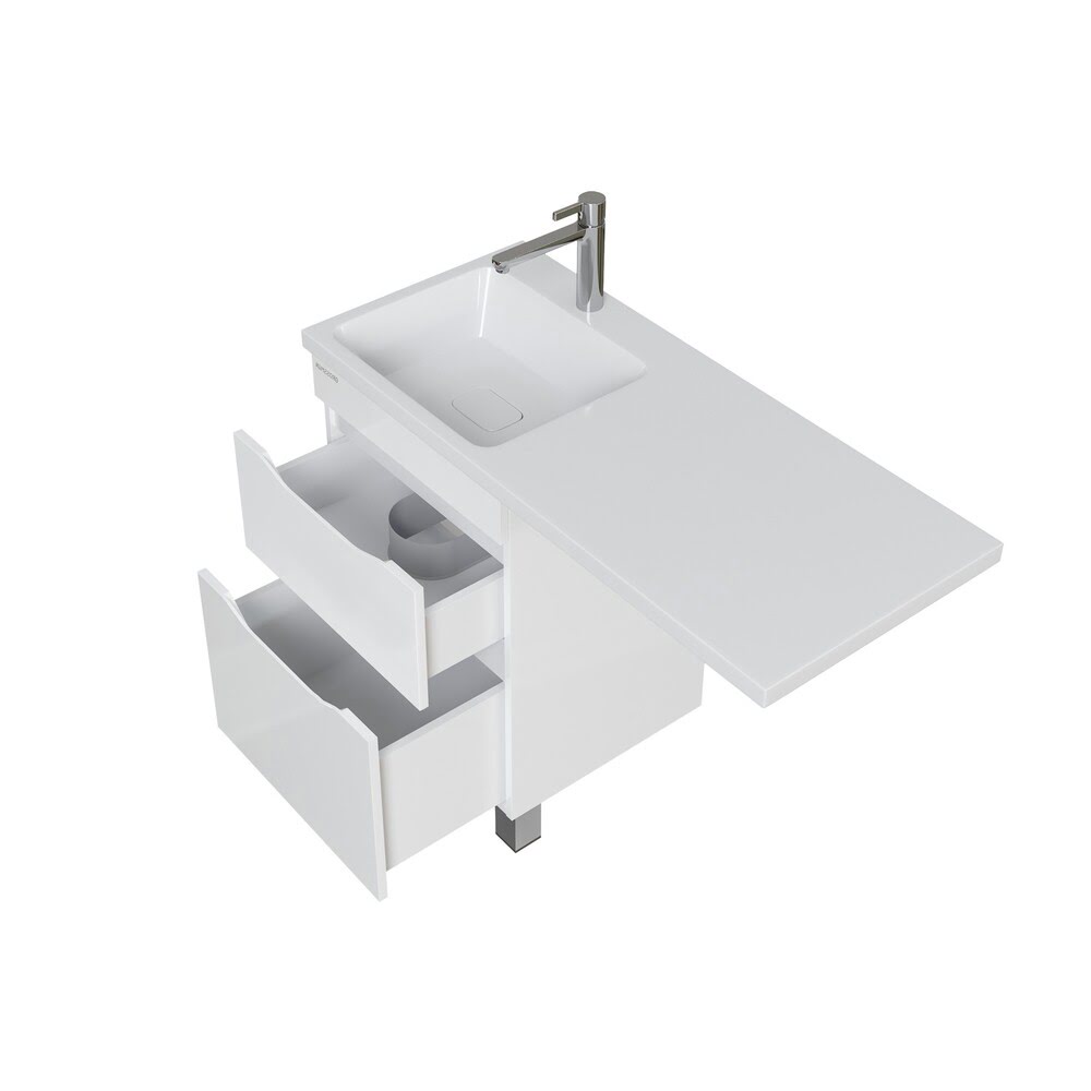 Тумба 50 см ВИЛАР Grossman под стиральную машину Белая с умывальником Камилла-110 чаша слева — изображение 4